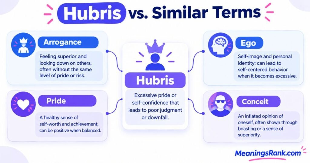 Hubris vs. Similar Terms