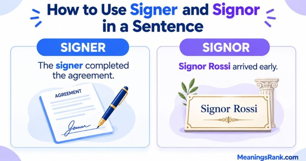 How to Use Signer and Signor in a Sentence