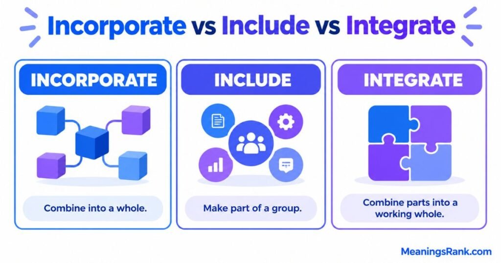 Incorporate vs Include vs Integrate