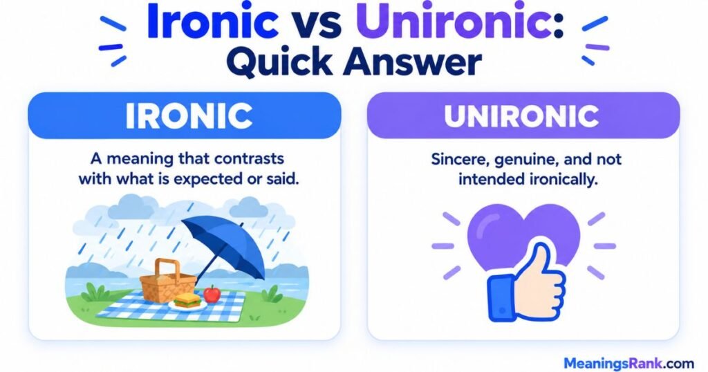 Ironic vs Unironic Quick Answer