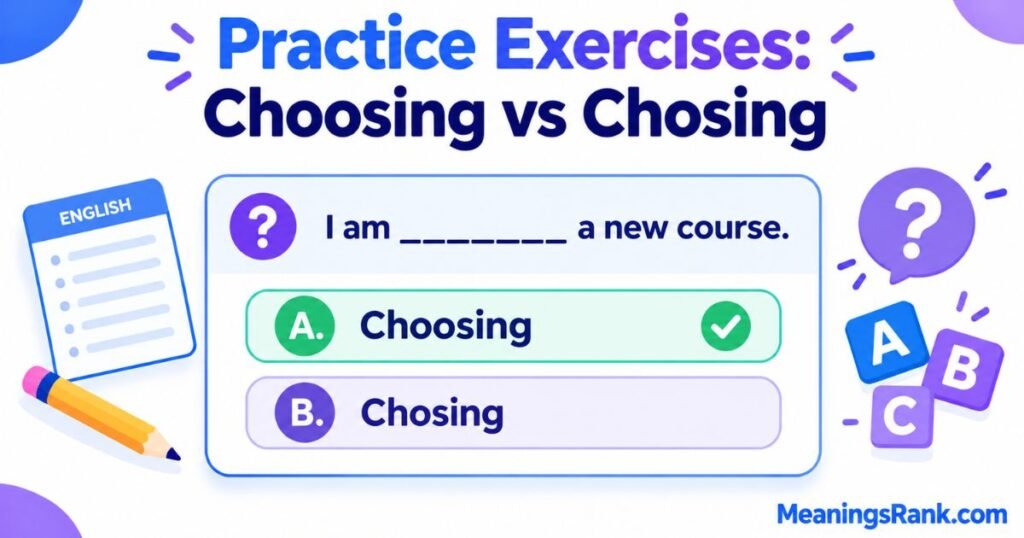 Practice Exercises Choosing vs Chosing