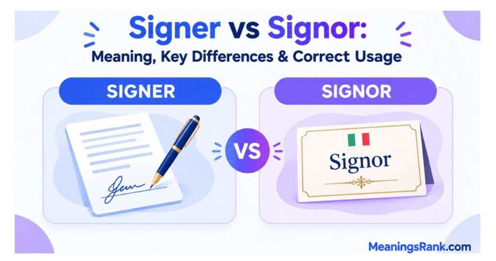 Signer vs Signor: Meaning, Key Differences & Correct Usage