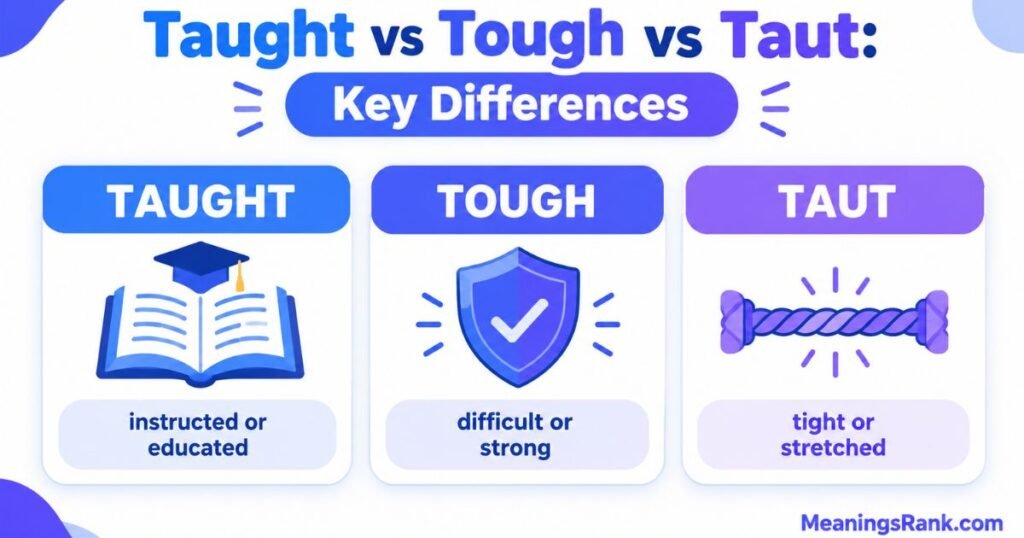 Taught vs Tough vs Taut Key Differences