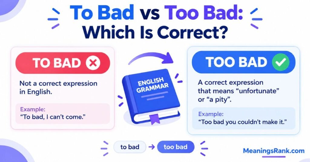 To Bad vs Too Bad Which Is Correct