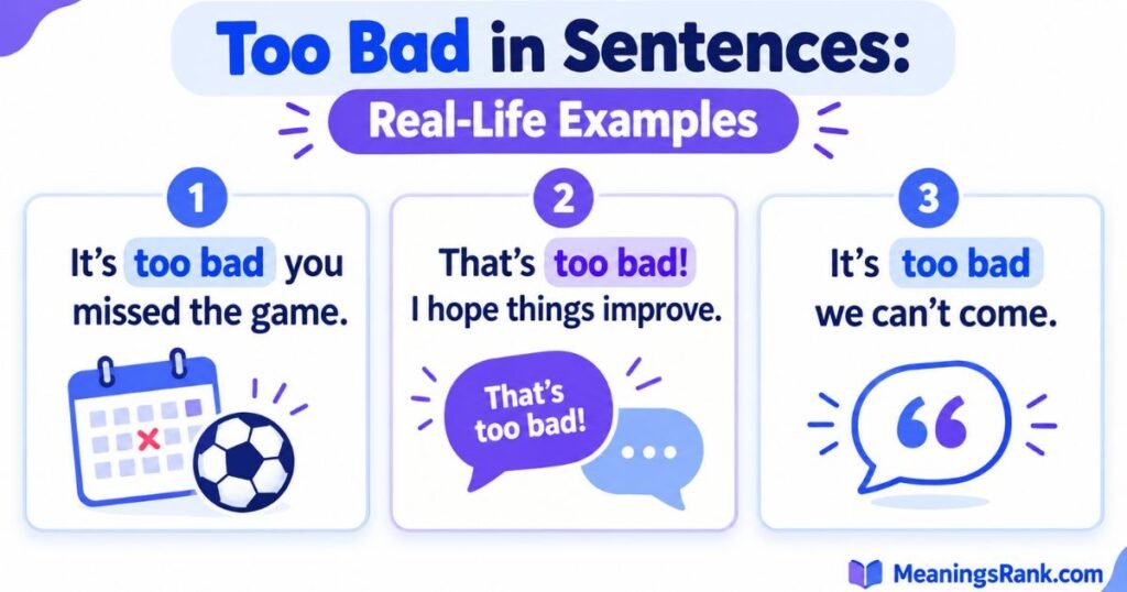 Too Bad in Sentences Real-Life Examples