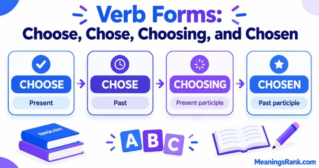 Verb Forms Choose, Chose, Choosing, and Chosen