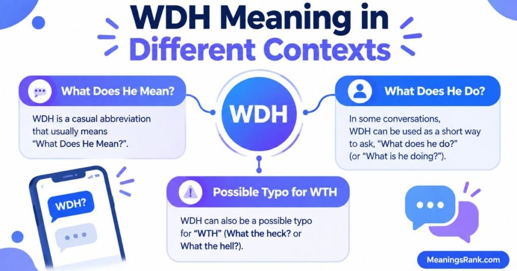 WDH Meaning in in Different Contexts